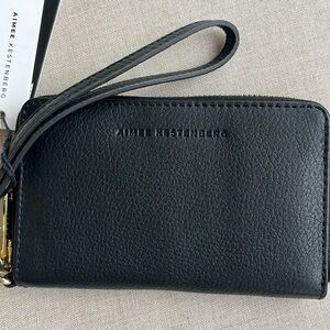 Black Leather Zip Around Wristlet by Aimee Kestenberg - New with Tags